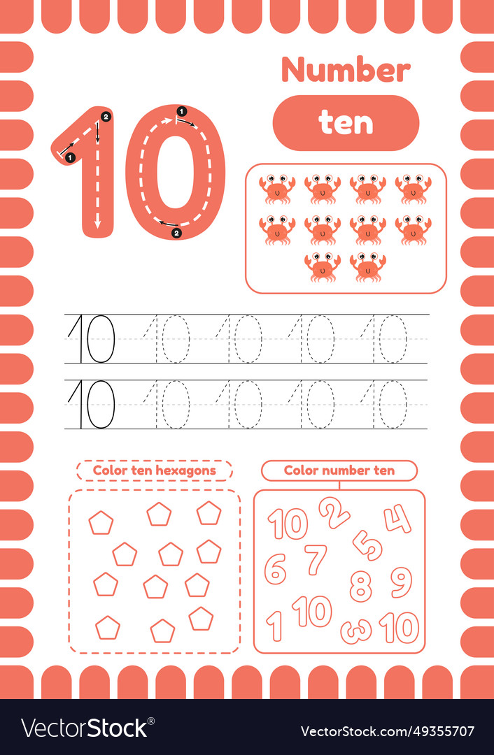 Number Ten Activity Page for Kids