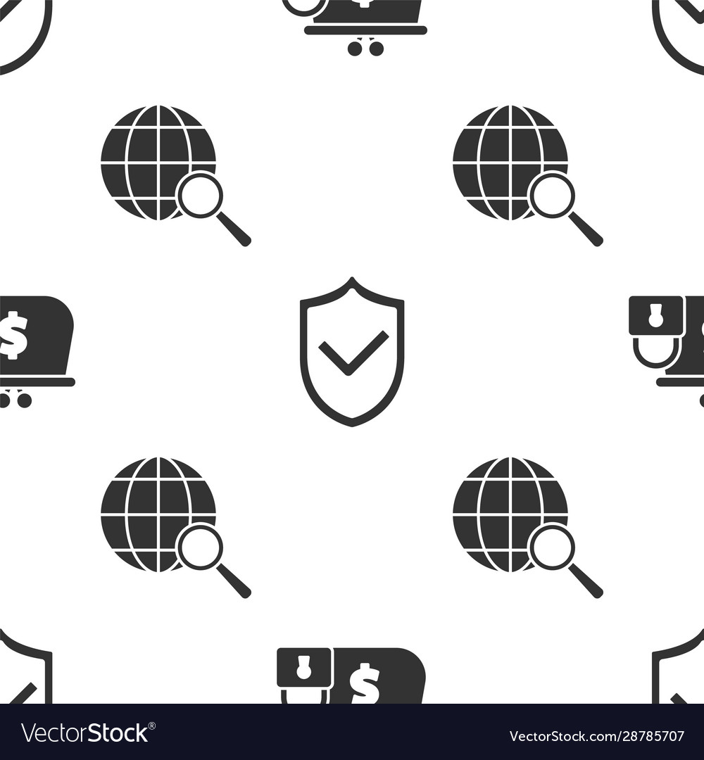 Set closed wallet with lock shield check vector image Set closed wallet with lock shield check