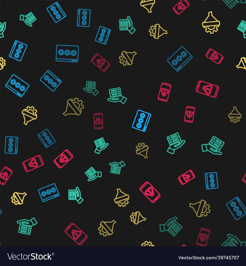 Set line password protection server data web vector image Set line password protection server data web