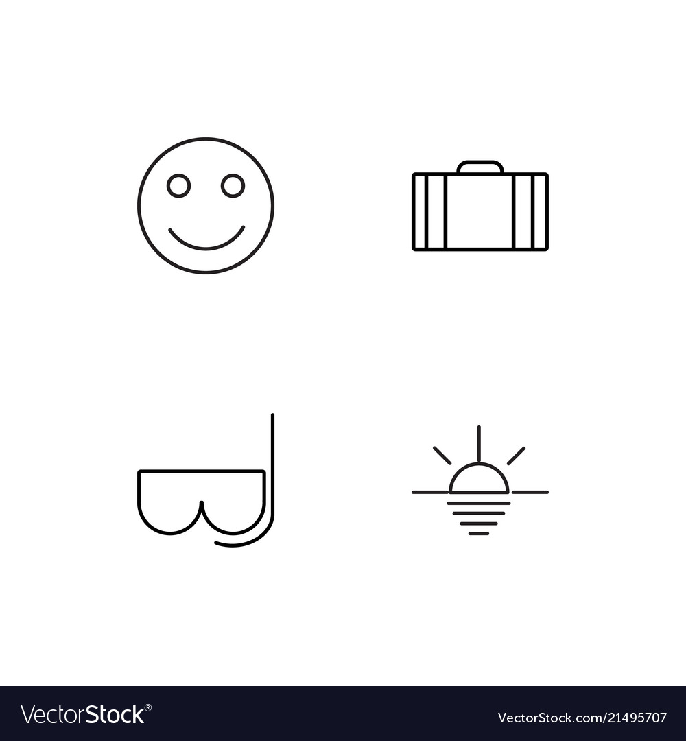Summer linear icons set simple outline