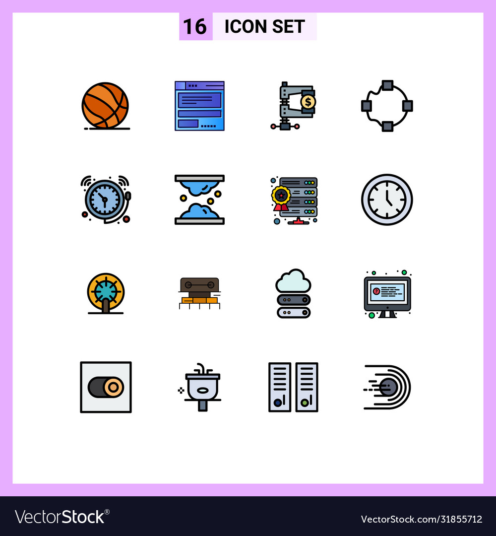 16 universal flat color filled lines set for web