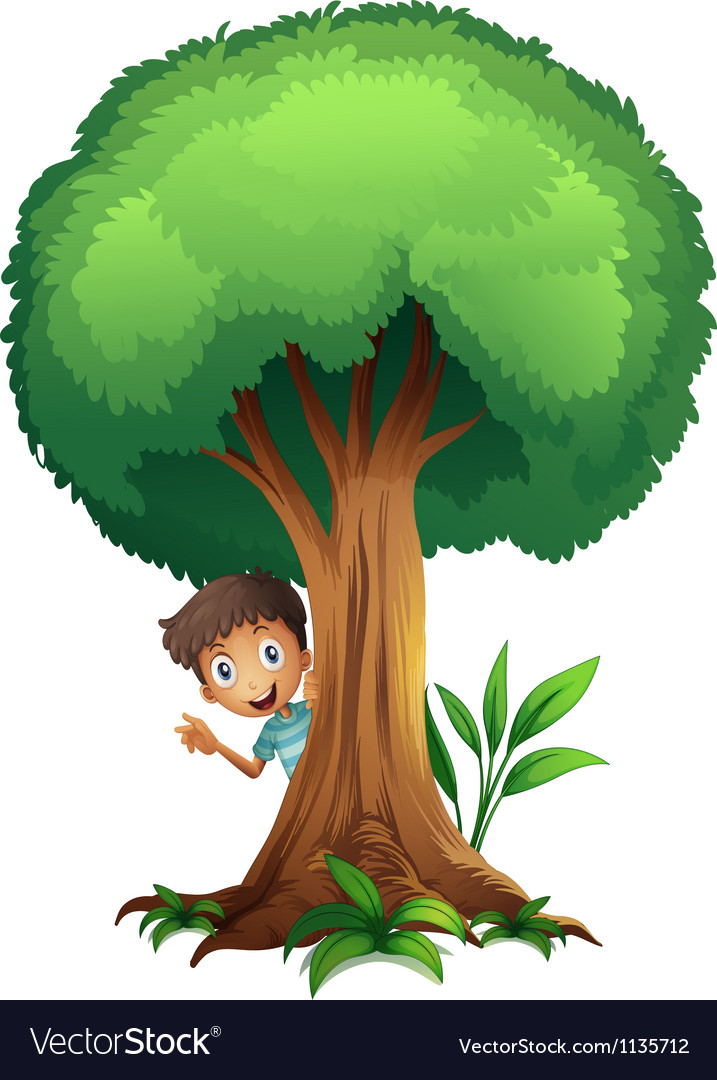 A boy and a tree Royalty Free Vector Image - VectorStock