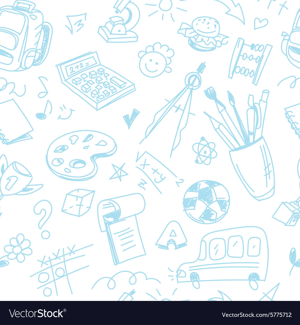 Blue Pen School Pattern - Seamless