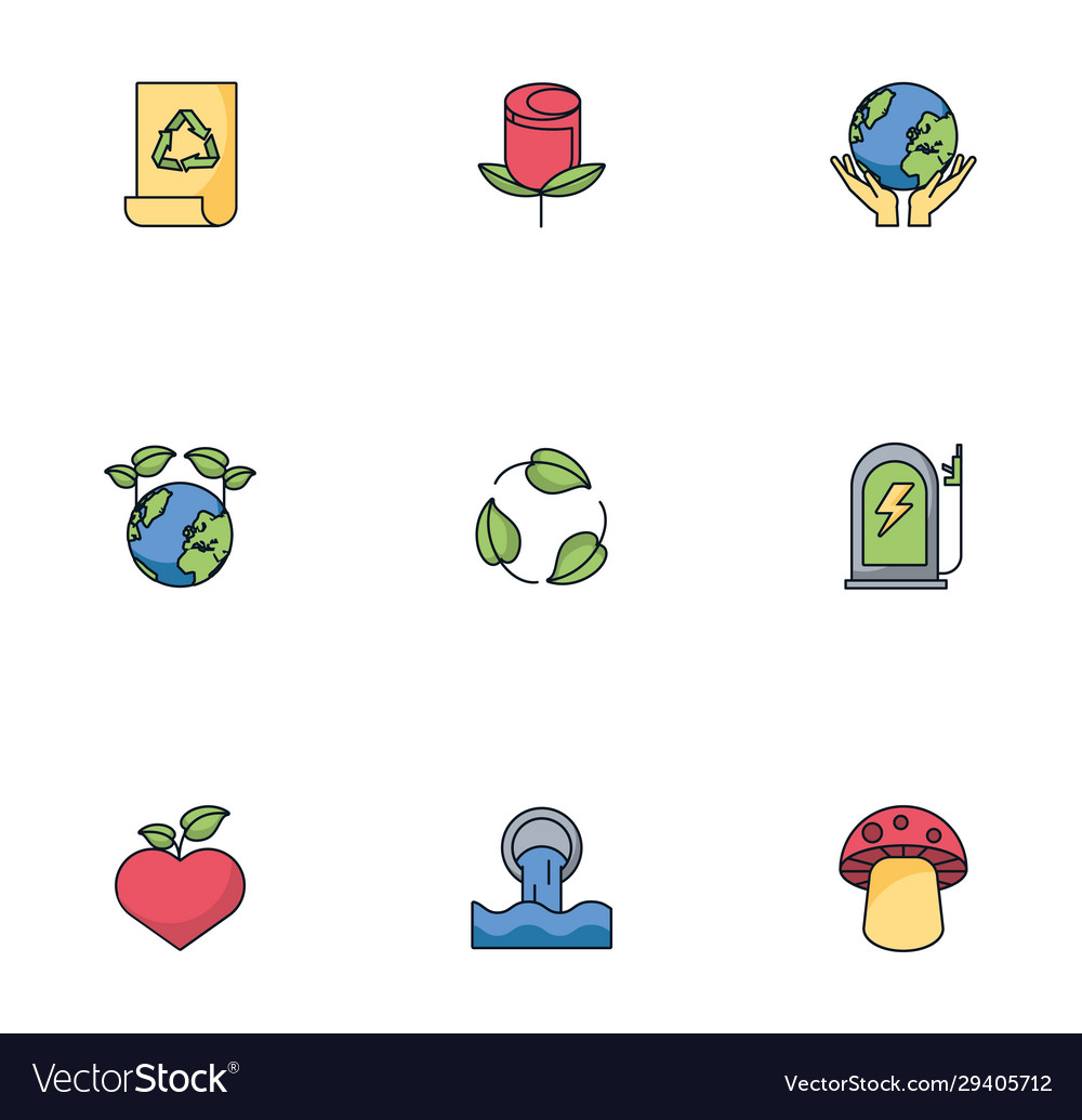 Bundle environment set icons Vector Image Bundle environment set icons