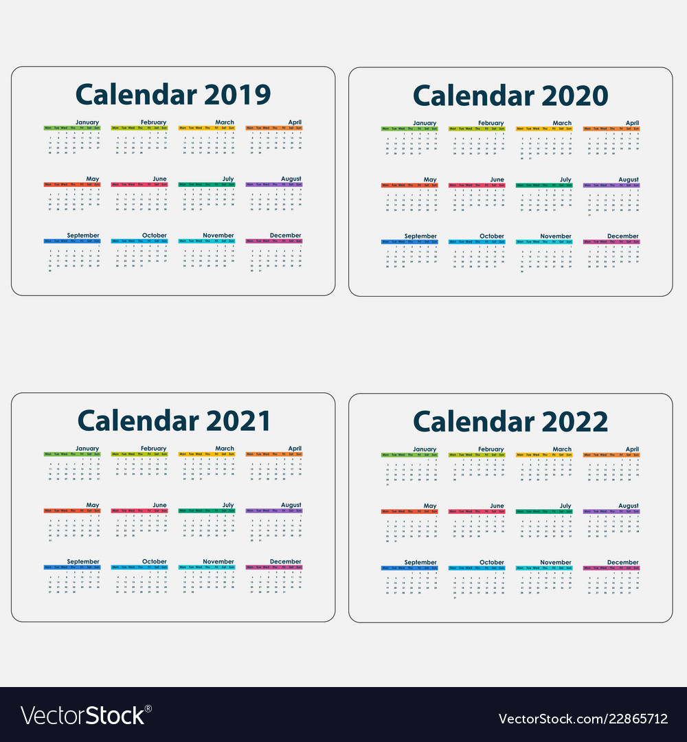 Calendar 2019-2022 Yearly Planner