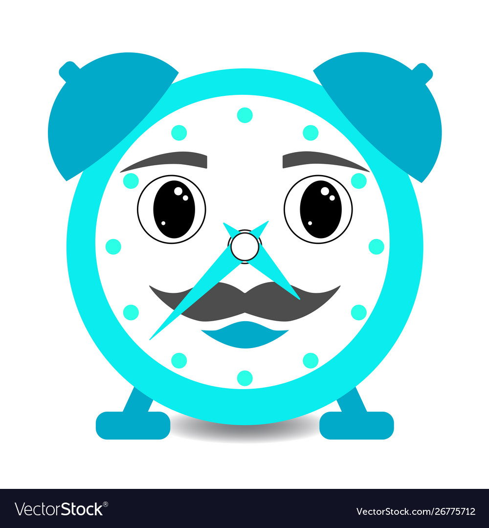 Cartoon kawaii alarm clock male boy blue smiling