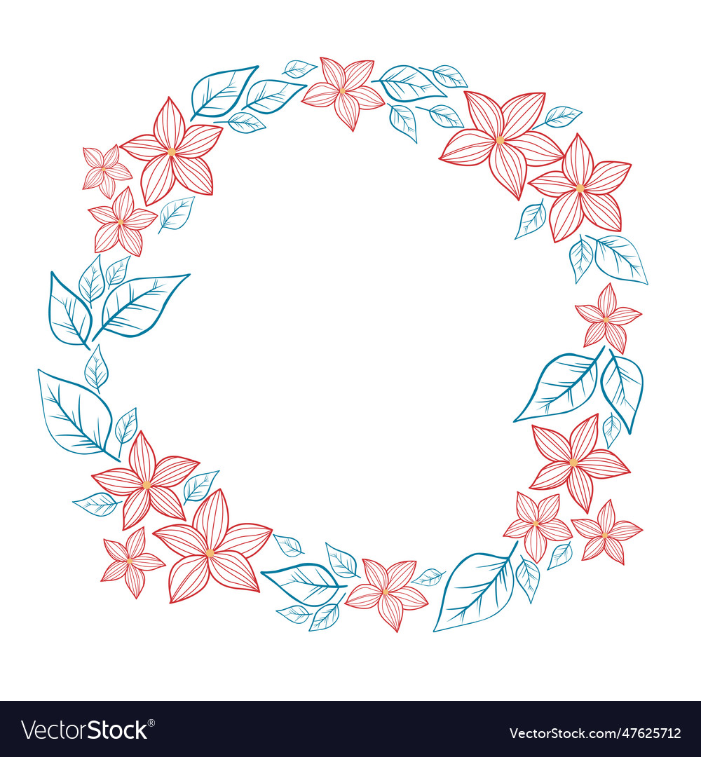 Christmas flower with leaves wreath doodle