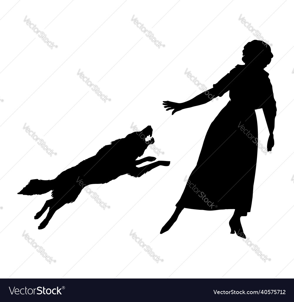 Hund angreifende Frau Silhouette
