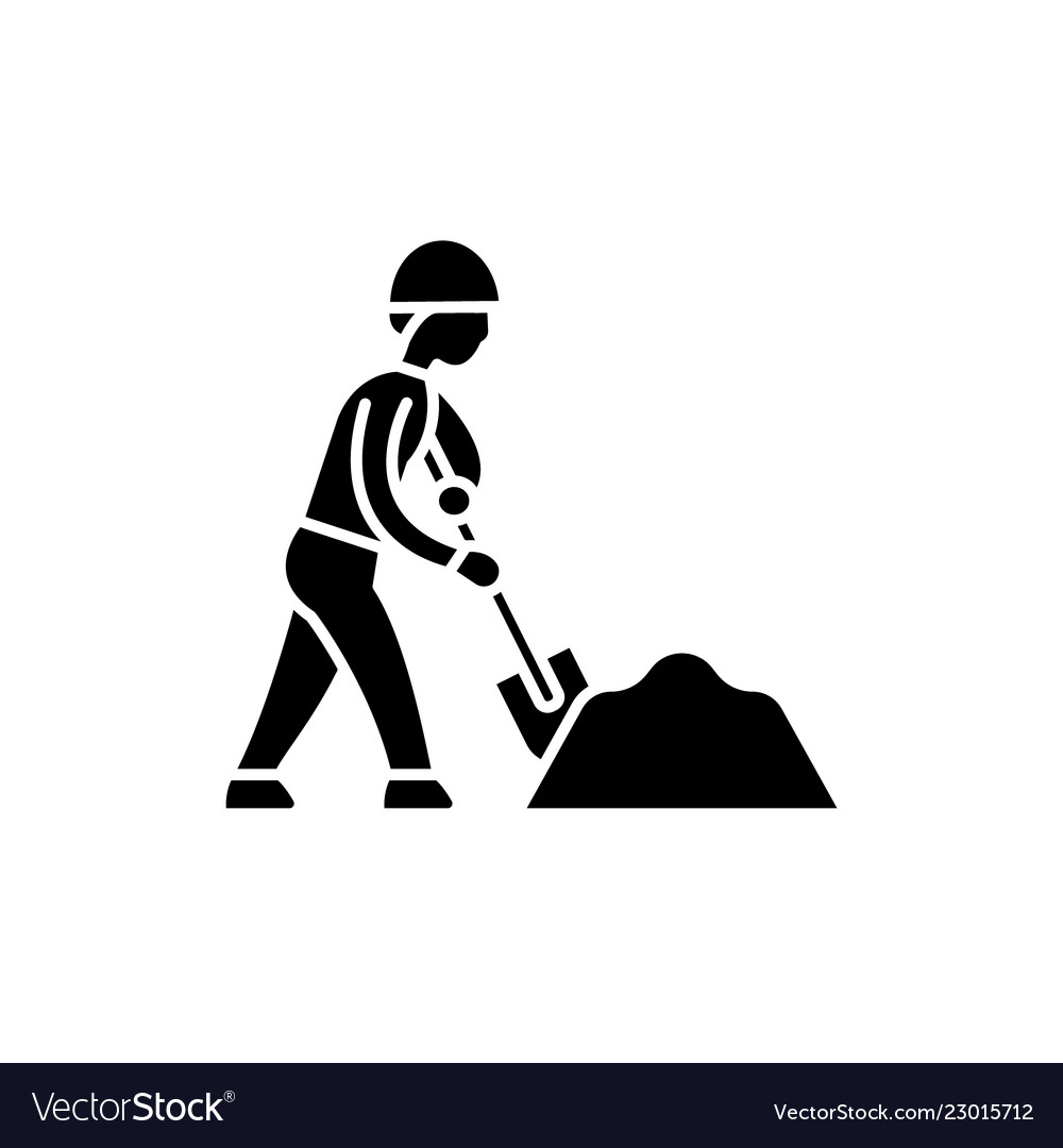 Earthworks black icon sign on isolated Royalty Free Vector