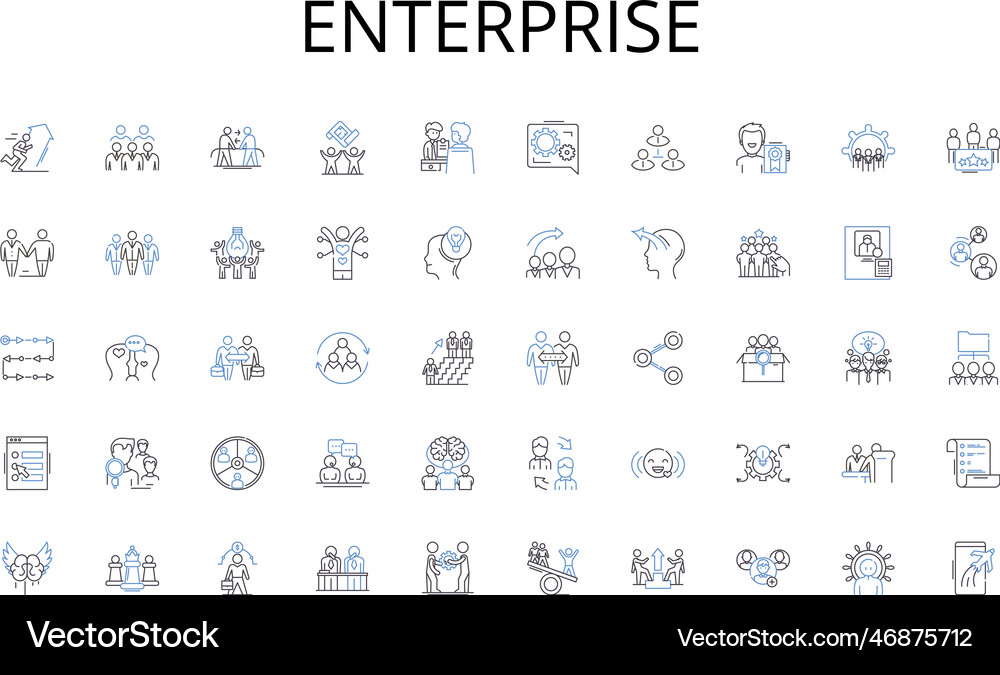 Enterprise line icons collection visionary Vector Image