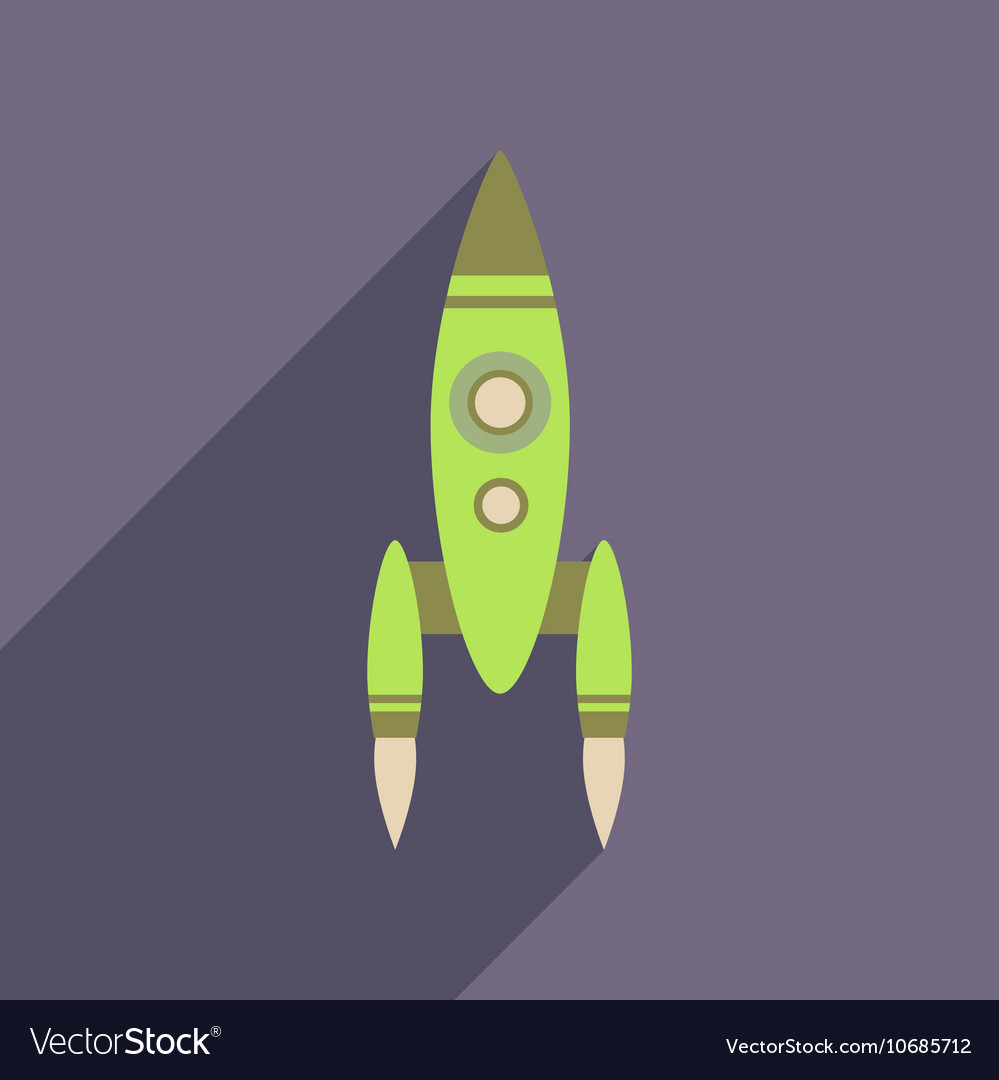 Flat web icon with long shadow rocket