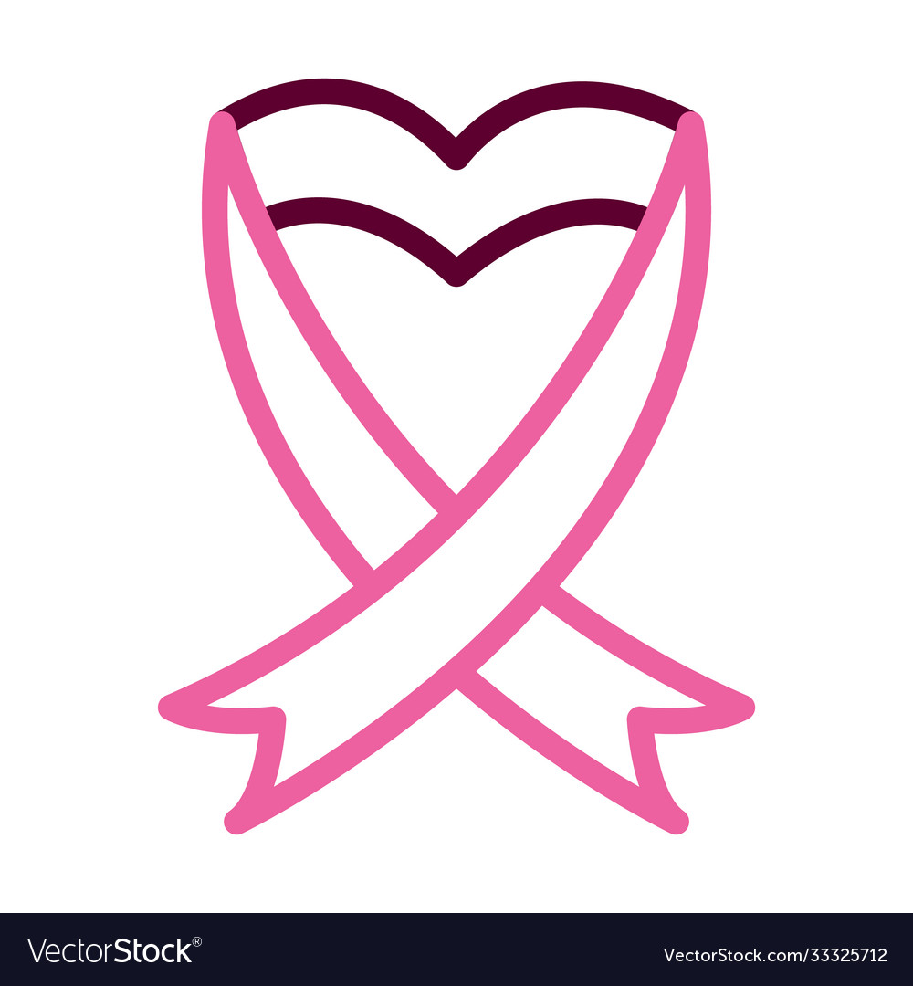 Heart shaped breast cancer ribbon half color Vector Image