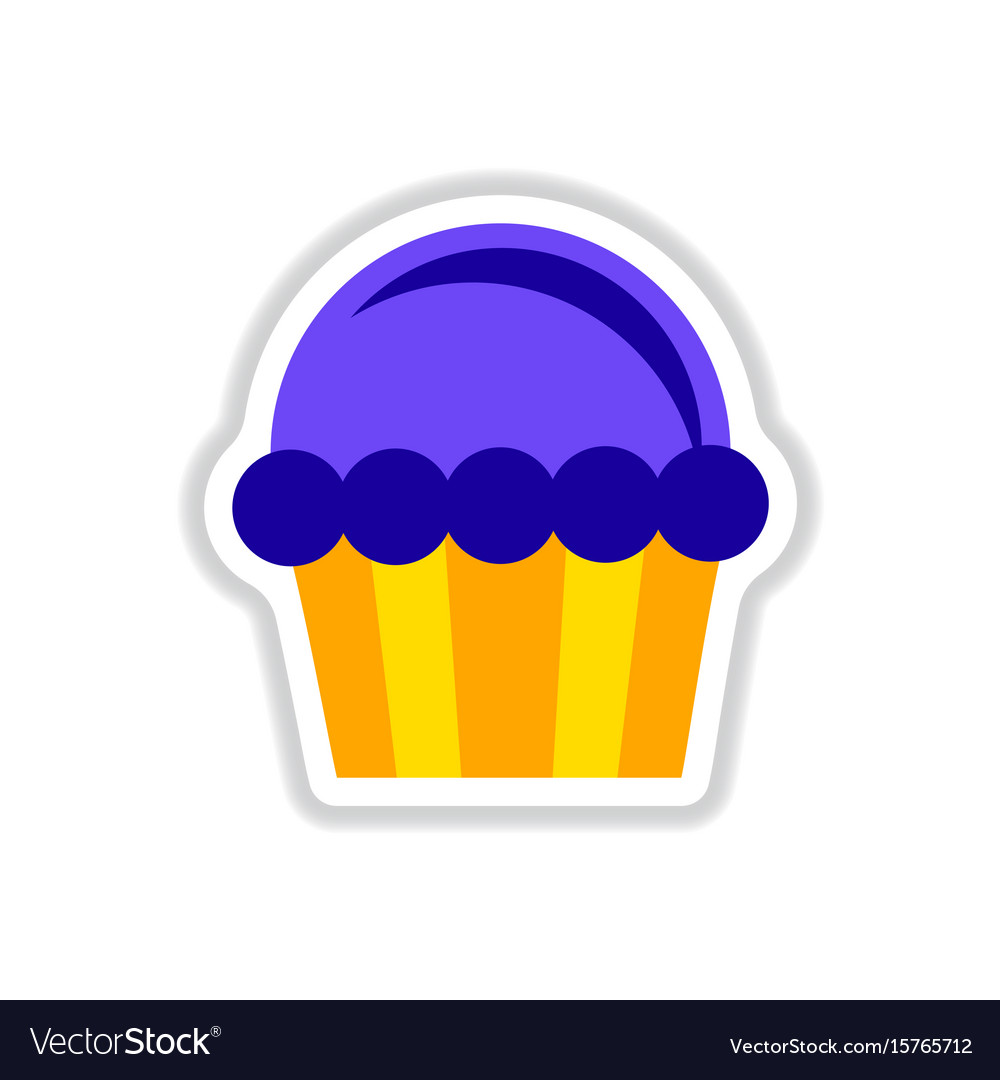 In paper sticker style cupcake