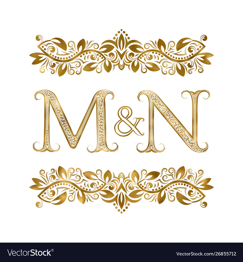 M and n vintage initials logo symbol letters Vector Image