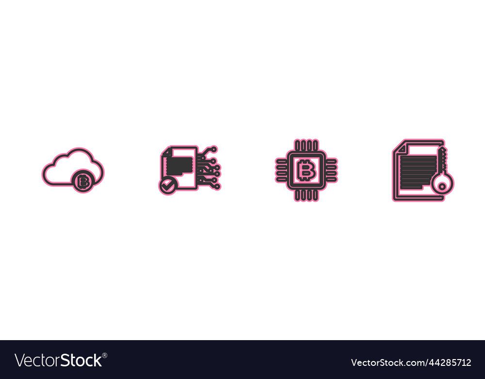 Set line cryptocurrency cloud mining cpu farm vector image Set line cryptocurrency cloud mining cpu farm
