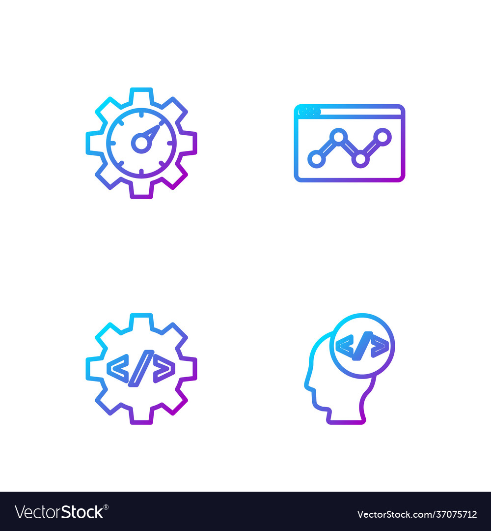 Set line front end development website vector image Set line front end development website
