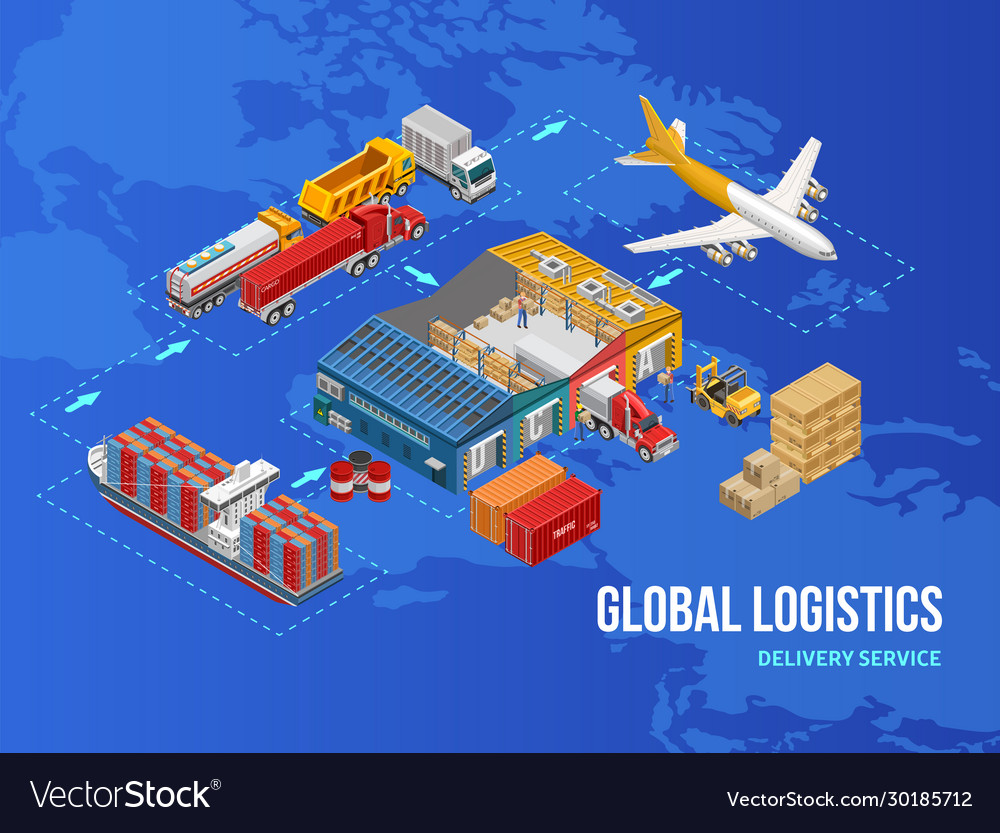 Simple logistics scheme on world map