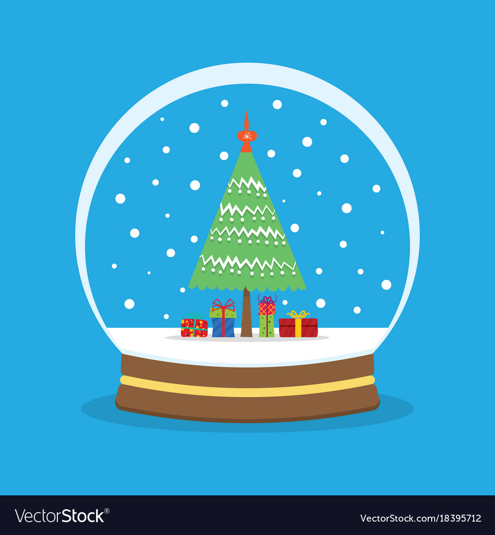 Snow globe with a christmas tree inside Royalty Free Vector