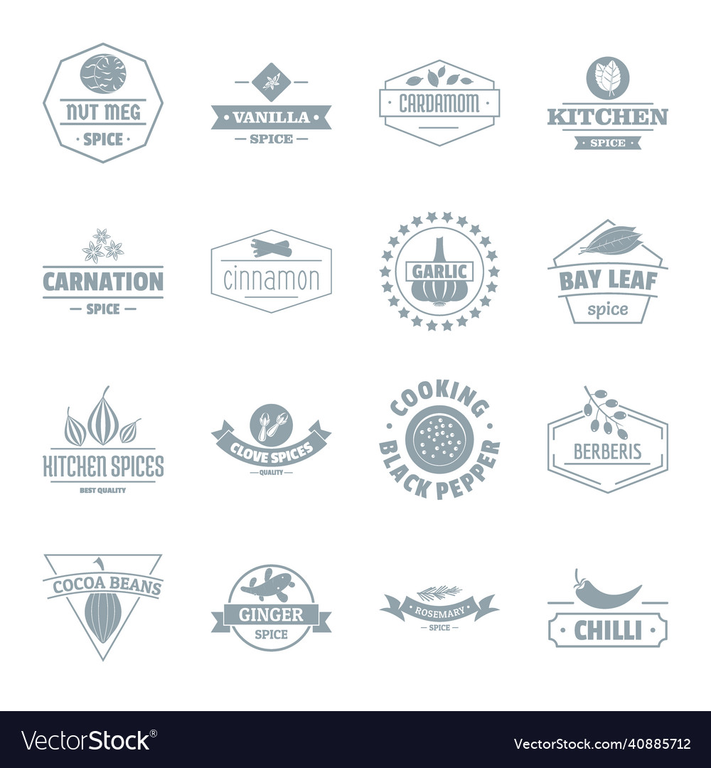 Spice logo icons set simple style vector image Spice logo icons set simple style