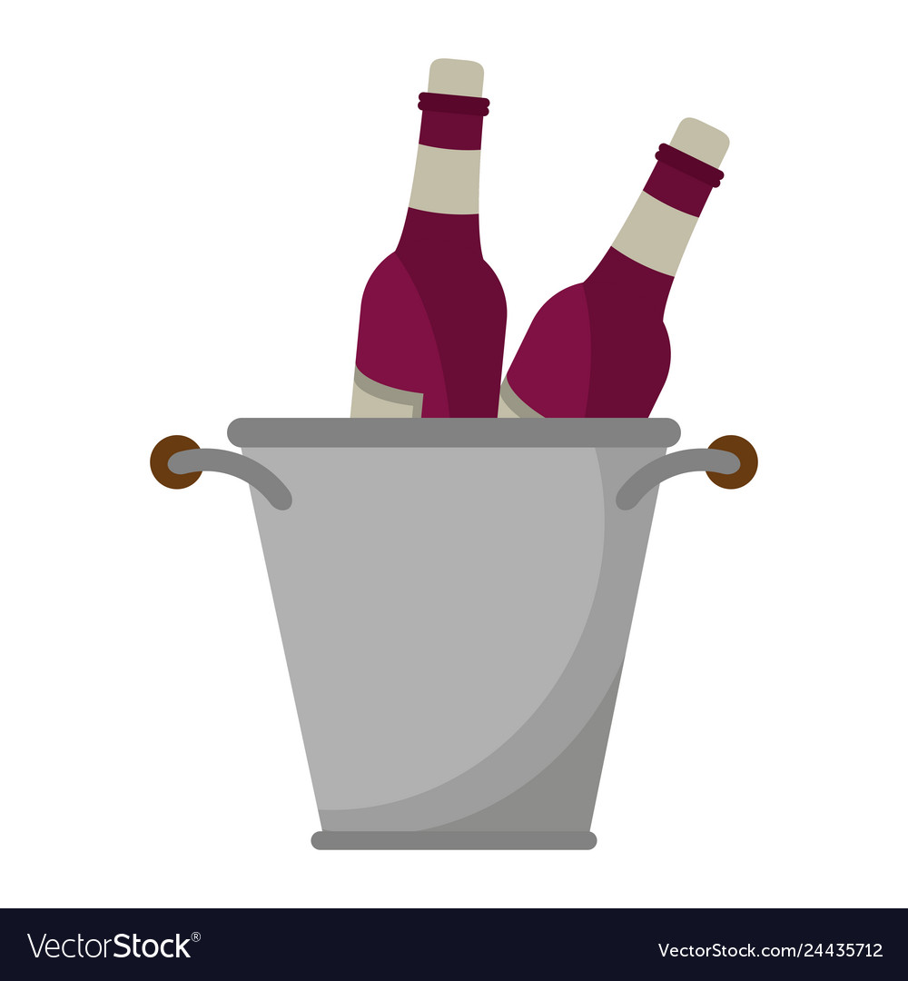 Wine bottles in ice bucket isolated