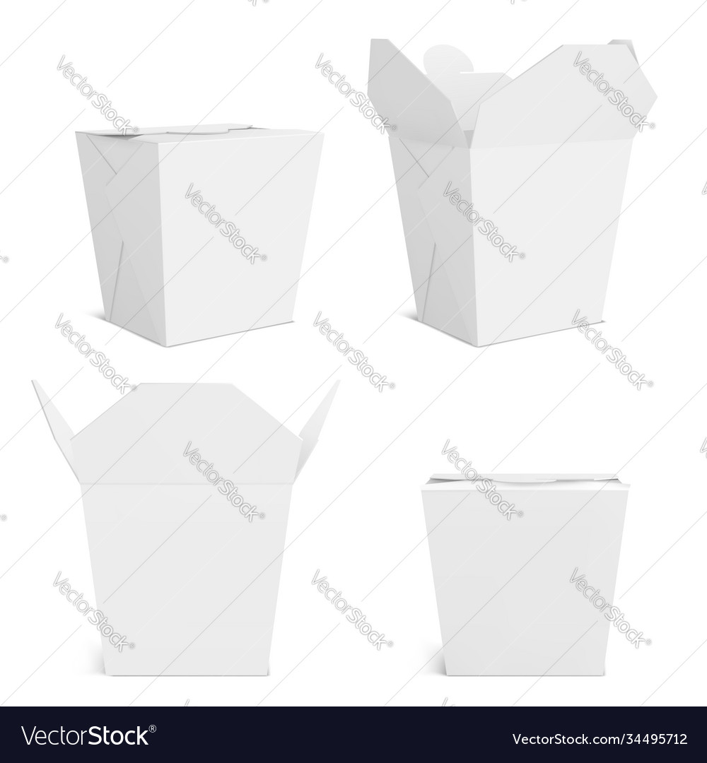 Wok box mockup blank take away food container Vector Image