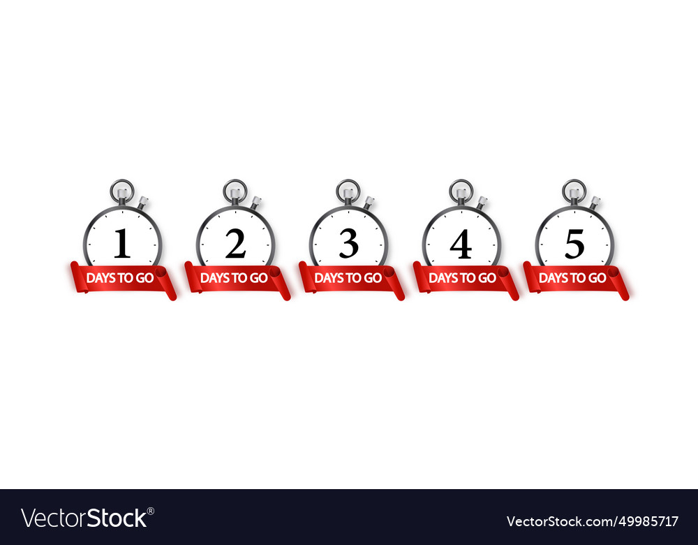 1 days to go icon set countdown of remaining Vector Image