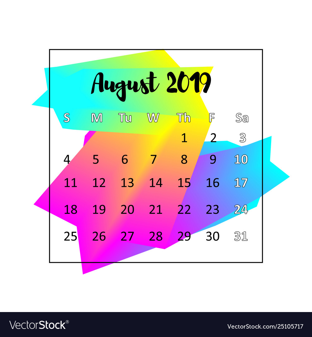 2019 calendar design concept august