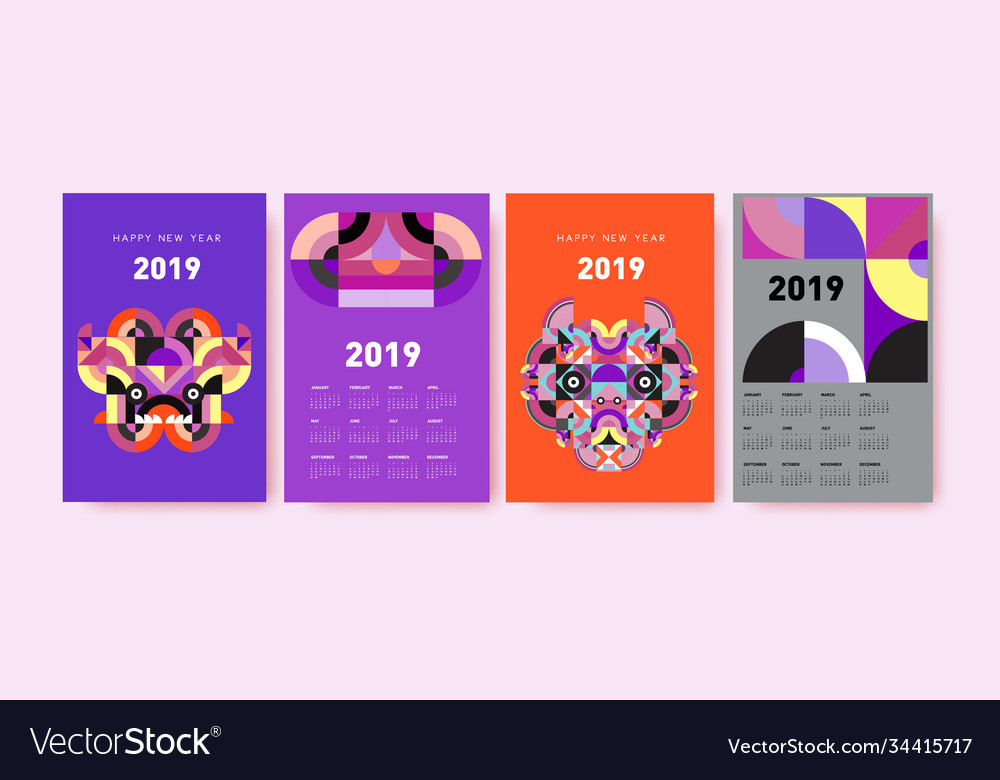 2021 calendar design template with colorful