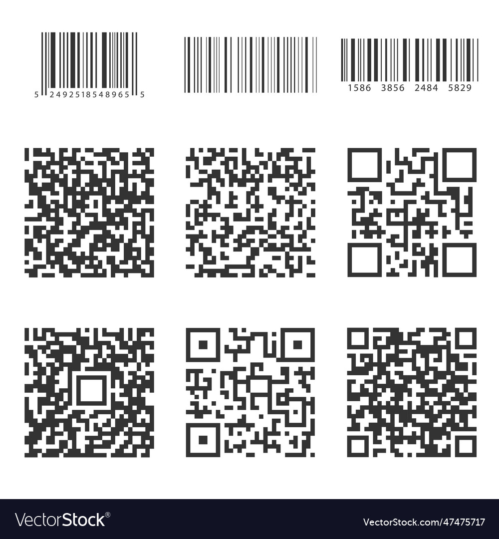 A set of barcodes and qr codes for digital Vector Image