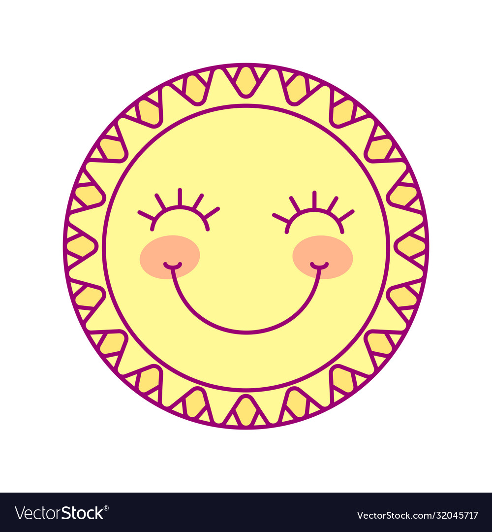 Cute round sun template Royalty Free Vector Image