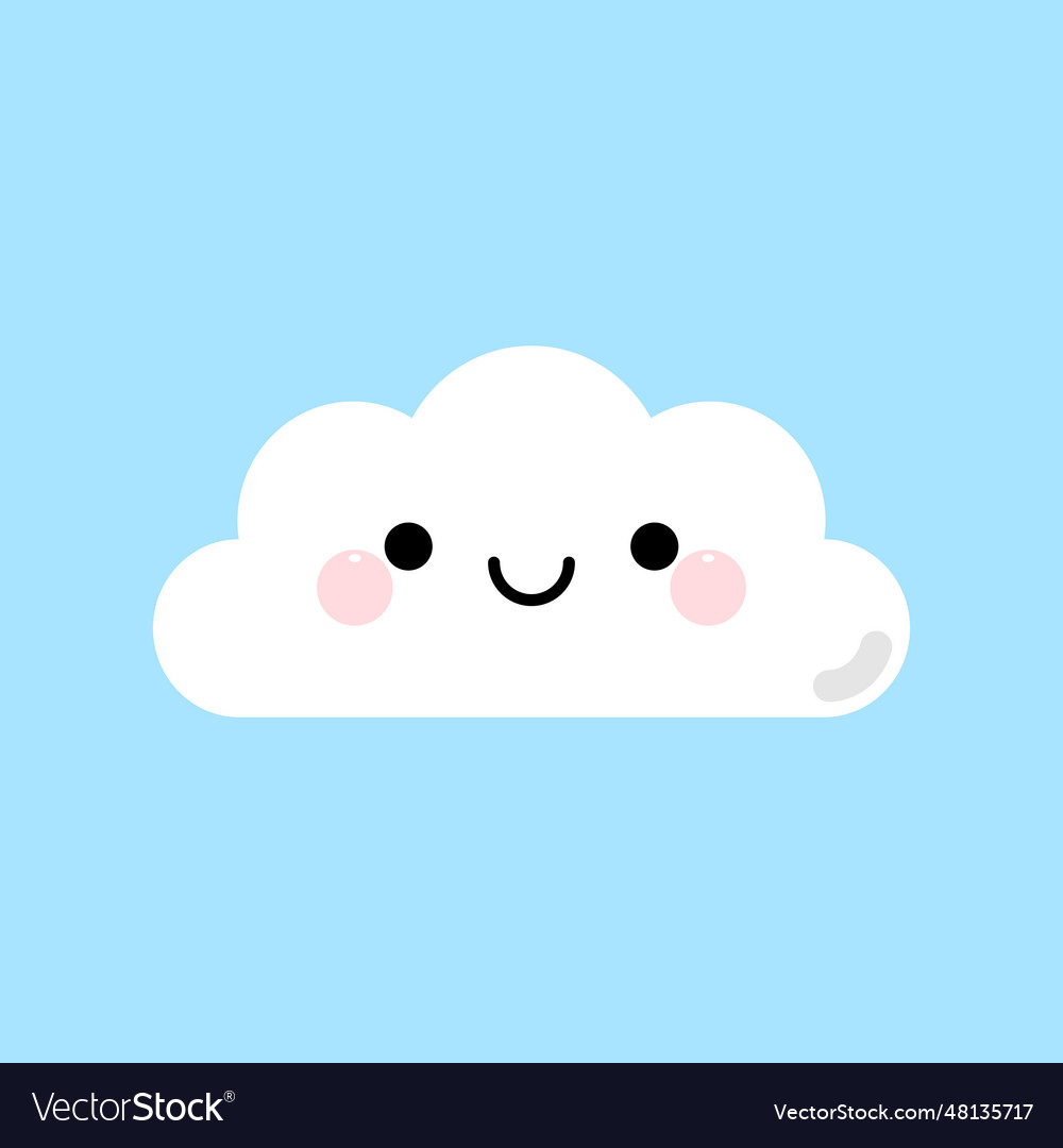 Cute smiling cloud emoji character icon Royalty Free Vector