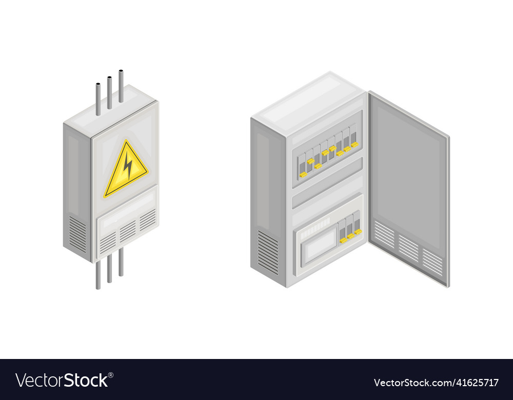Electric power objects set switchboard panel Vector Image Electric power objects set switchboard panel