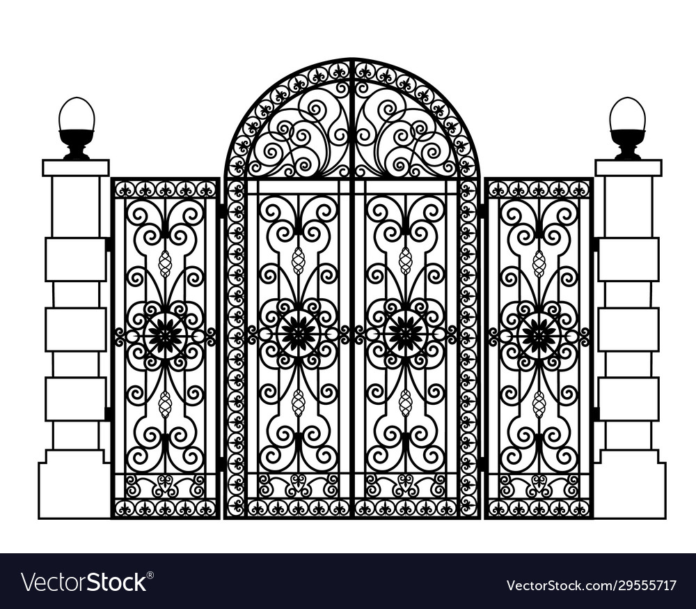 Forged iron gate Royalty Free Vector Image - VectorStock