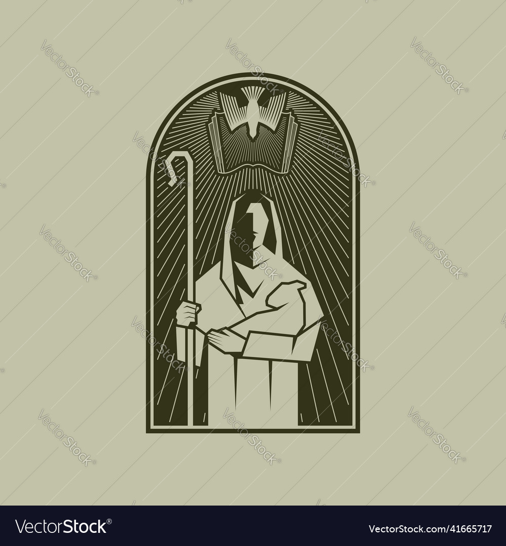 Good shepherd with a sheep in his arms Royalty Free Vector