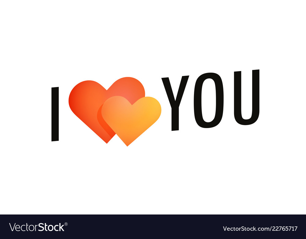 I love you label with pair of hearts symbol black Vector Image