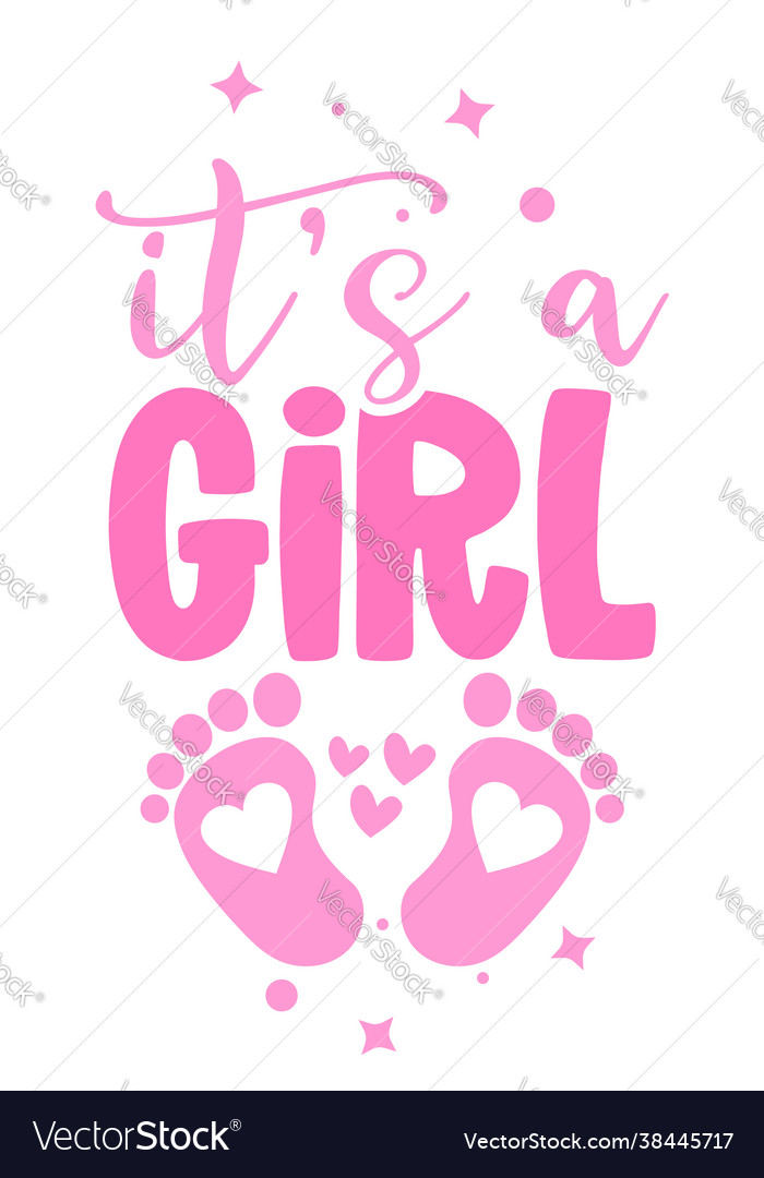Its a girl - pink stickers that have lovely feet vector image Its a girl - pink stickers that have lovely feet
