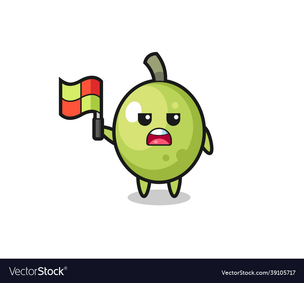 Olive character as line judge putting the flag up vector image Olive character as line judge putting the flag up