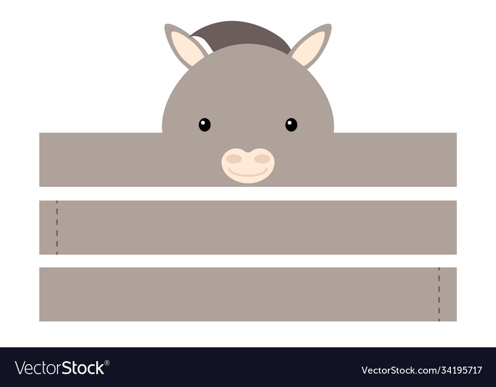 Printable donkey paper hat party crown die cut Vector Image Printable donkey paper hat party crown die cut