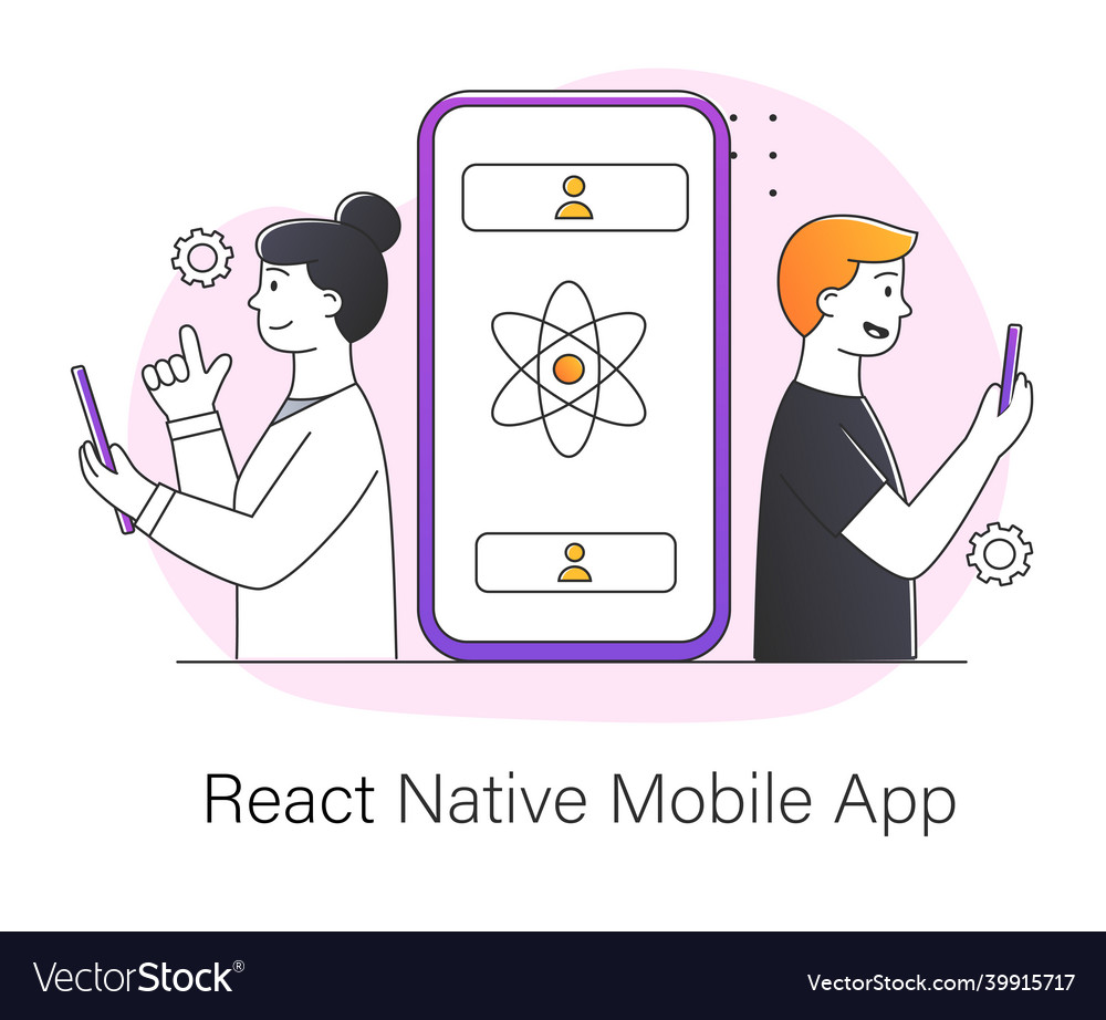 React native mobile app concept vector image React native mobile app concept