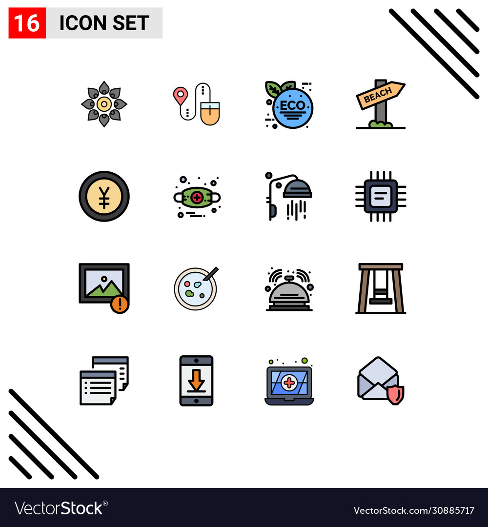 Set 16 modern ui icons symbols signs for Vector Image
