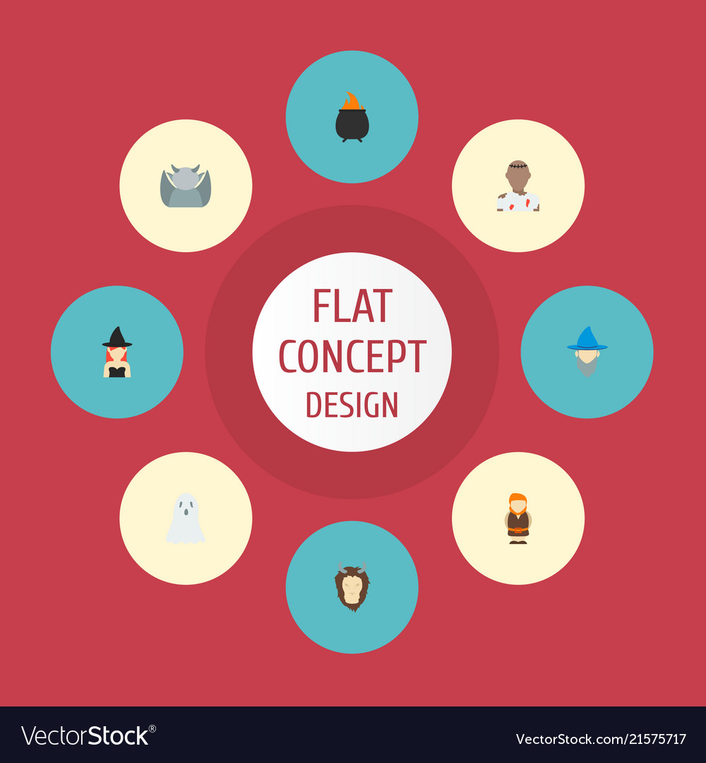 Set character icons flat style symbols Royalty Free Vector