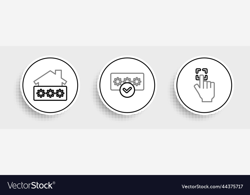 Set line fingerprint house with password vector image Set line fingerprint house with password