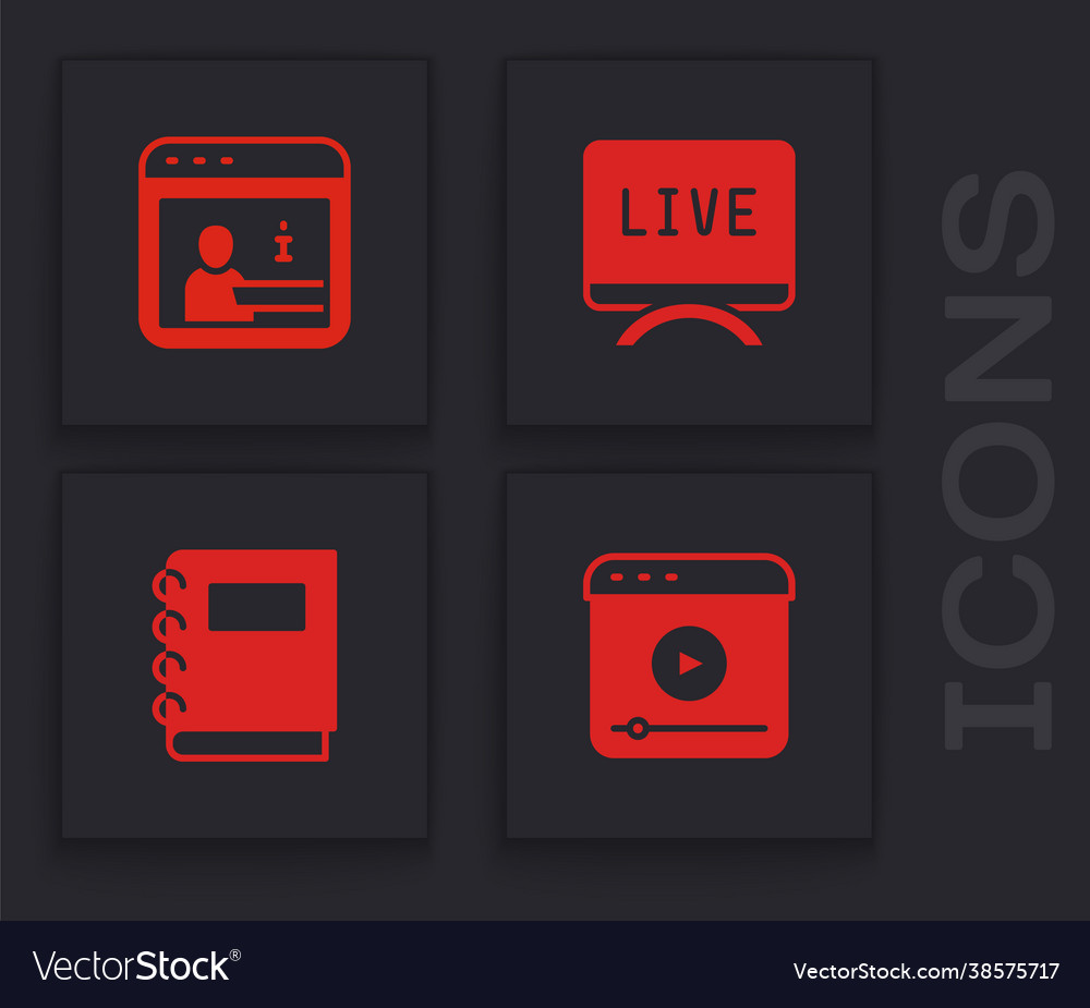 Set live stream information report and notebook vector image Set live stream information report and notebook