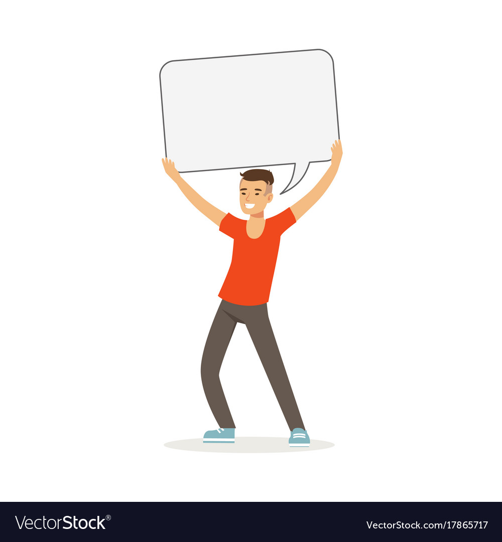 Smiling Man with Message Board
