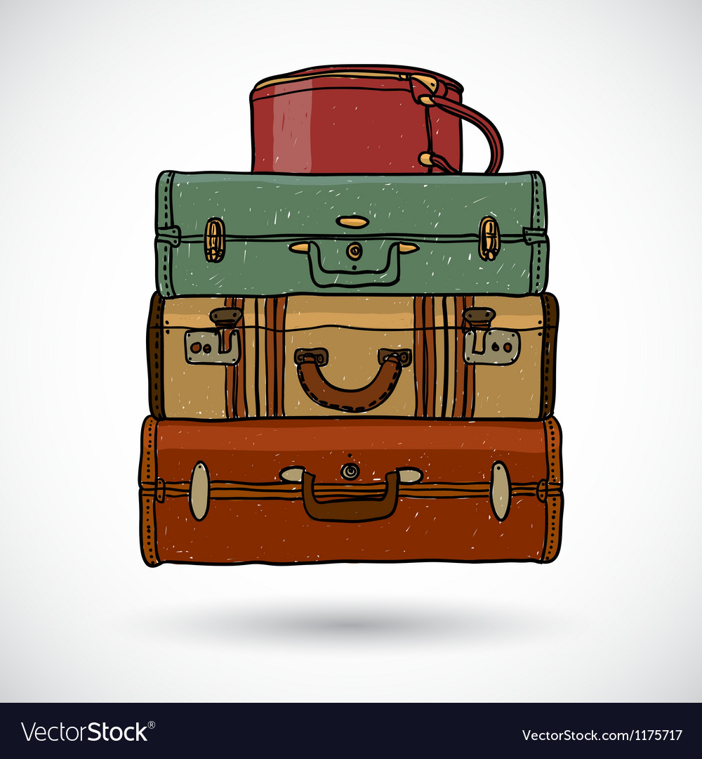 Suitcases in doodle style Royalty Free Vector Image