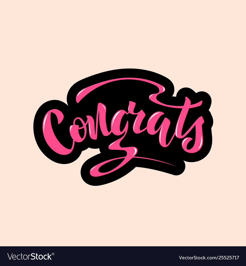 With handwritten phrase - congrats Royalty Free Vector Image