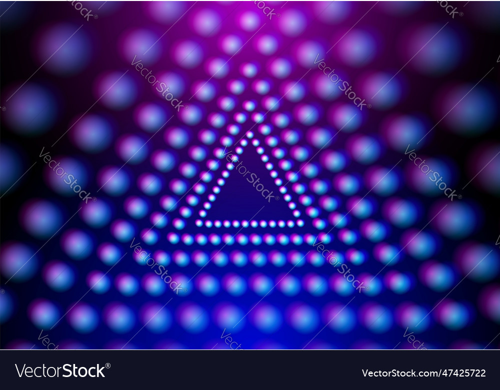 Abstract neon triangle with grid of glowing lights vector image Abstract neon triangle with grid of glowing lights