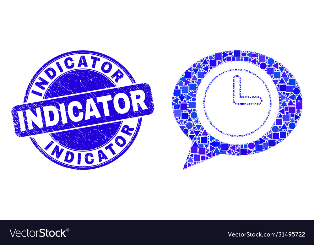 Blue distress indicator stamp and time message vector image Blue distress indicator stamp and time message