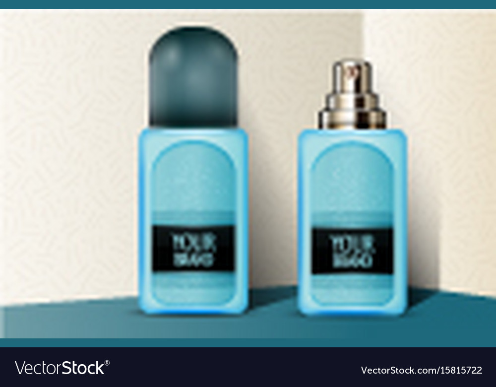 Blue plastic perfume bottles