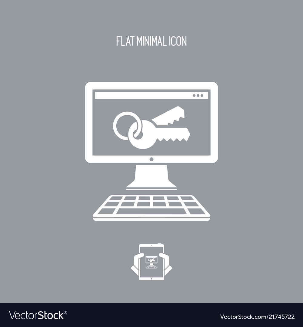 Computer password - flat minimal icon vector image Computer password - flat minimal icon